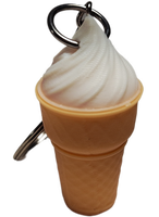 Fleximech Ice Cream Cone Detailed 3d  Printed Silver Tone KeyChain Choose Color
