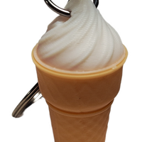 Fleximech Ice Cream Cone Detailed 3d  Printed Silver Tone KeyChain Choose Color
