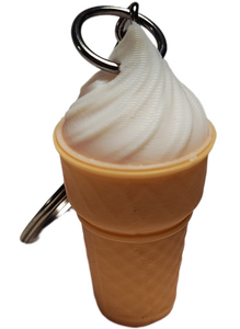 Fleximech Ice Cream Cone Detailed 3d  Printed Silver Tone KeyChain Choose Color