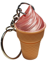 Fleximech Ice Cream Cone Detailed 3d  Printed Silver Tone KeyChain Choose Color
