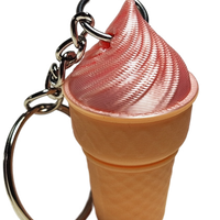 Fleximech Ice Cream Cone Detailed 3d  Printed Silver Tone KeyChain Choose Color