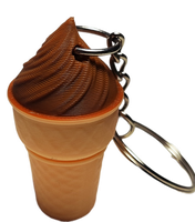 Fleximech Ice Cream Cone Detailed 3d  Printed Silver Tone KeyChain Choose Color

