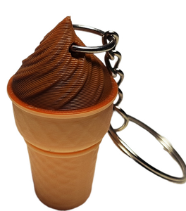 Fleximech Ice Cream Cone Detailed 3d  Printed Silver Tone KeyChain Choose Color