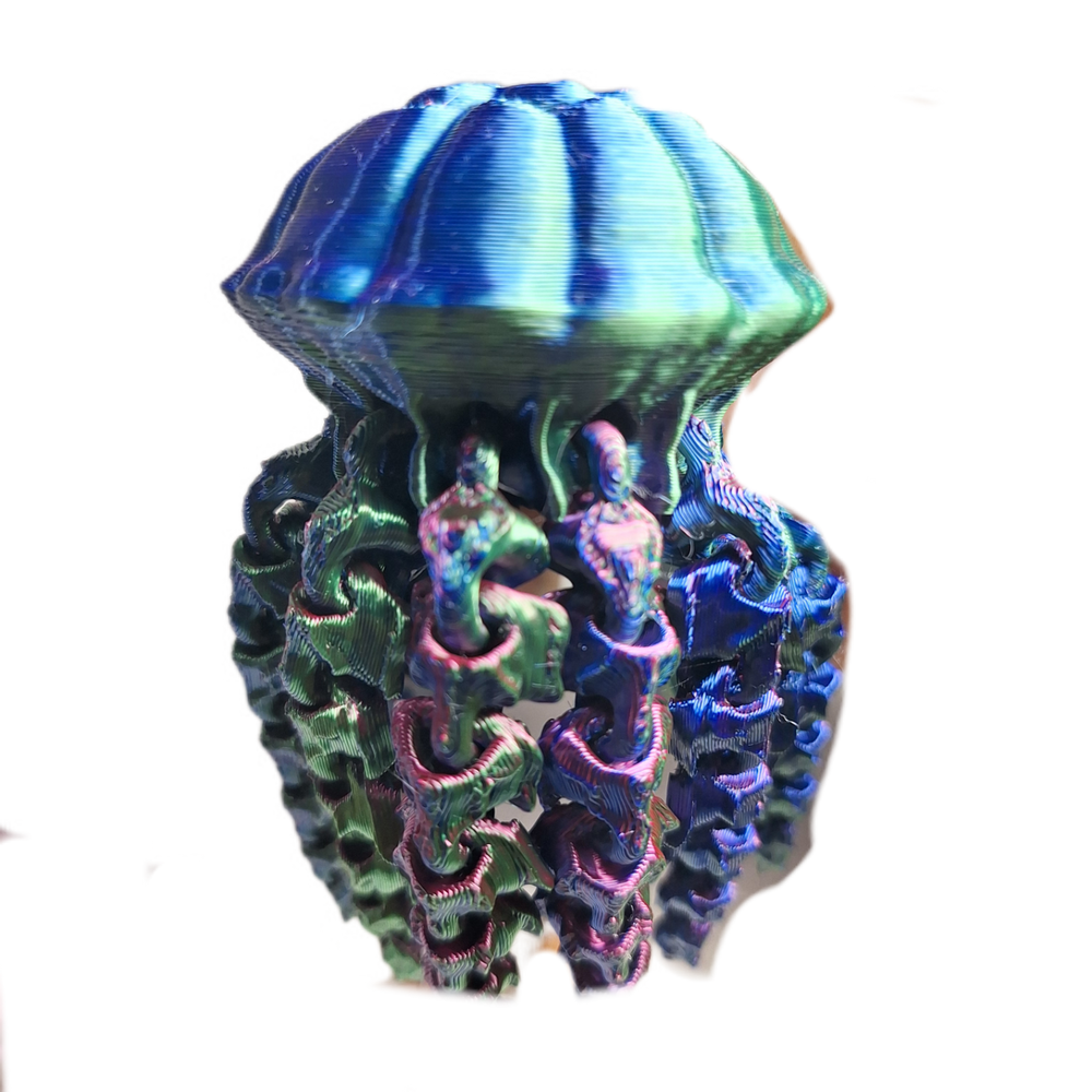 FlexiMech Sea Nettle Jellyfish Multicolor Articulated 3d Printed Sea Creature Fidget Toy
