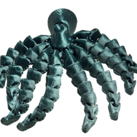 Flexi-Mech Common Octopus 6.5" Long Multicolor Articulated 3d Printed Fidget Toy Choose Color