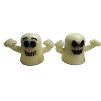 Ghosts Galore Set Of Two 2" Figures Smiley Face & Angry Face Glow In Dark Toy Ghosts
