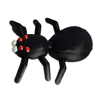 FlexiMech Black Widow Spider 6" Long Fully Articulated 3d Printed Insect Fidget Toy