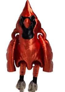 FlexiMech Cardinal Baby Fully Articulated 1.5" Tall 3d Printed Mini Bird Fidget Toy