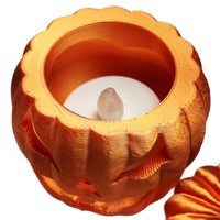 FlexiMech Jackolantern Pumpkin Tealight Lamp 3.5"Tall Sculpture Bone White Tealight Cover Candle Holder
