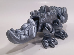 Flexi-Mech Hungry Walking Crocodile Mechanical Articulated Shiny Silver 3D Printed Fidget Toy
