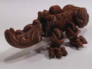 Flexi-Mech Hungry Walking Crocodile  Mechanical Articulated 3d Printed Fidget Toy Ebony Brown