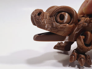 Flexi-Mech Hungry Walking Crocodile  Mechanical Articulated 3d Printed Fidget Toy Ebony Brown