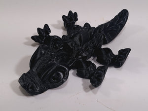 Flexi-Mech Hungry Walking Crocodile  Mechanical Articulated 3d Printed Fidget  Toy Onyx Black