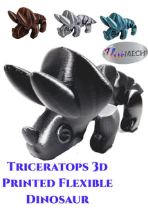FlexiMech Triceratops Fully Articulated 3d Printed Fidget Figure Dinosaur Toy