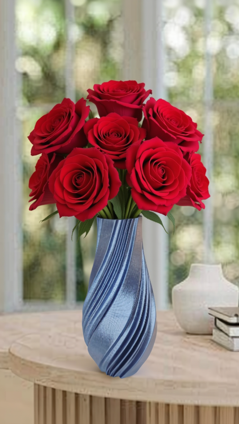 Elegant Modern Spiral Twist 3d Printed Vase 7