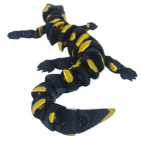 Fleximech Black & Gold Salamander Articulated 3d Printed 7" Lizard Fidget Toy
