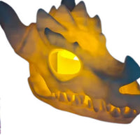 FlexiMech Dragon Skull Tealight Lamp 4.75"Tall Sculpture Bone White Tealight Cover