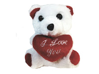White Plush Teddy Bear Keychain 6" Cuddly I Love You Talking Toy
