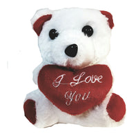 White Plush Teddy Bear Keychain 6" Cuddly I Love You Talking Toy