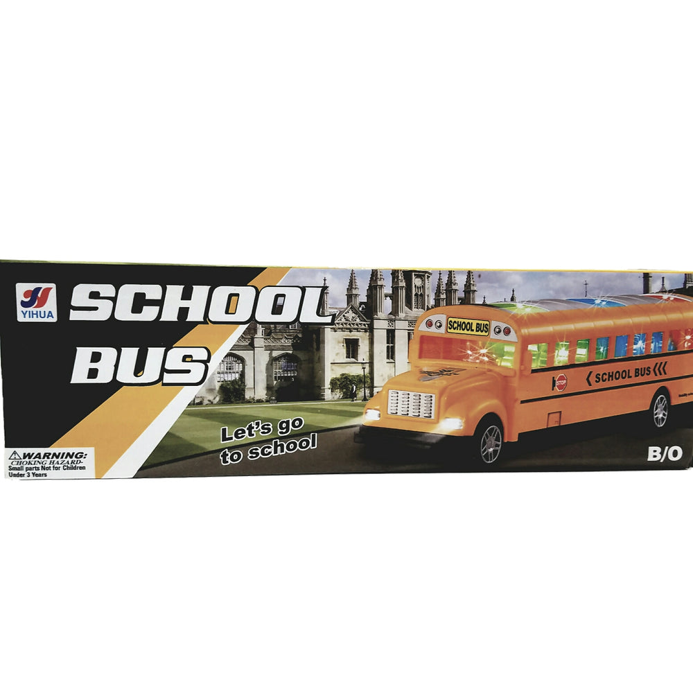 SF Toys Lights & Sounds Yellow School Bus B/O with Bump & Go Action