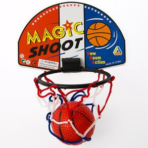 Magic Shot Basketball Set 16" Backboard Red White & Blue Net (1) 3.5" Soft Rubber Basketball & Pump