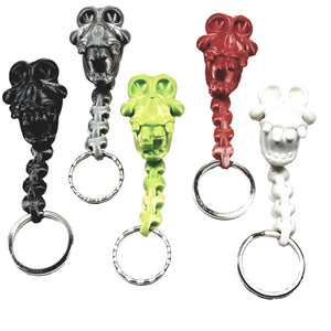 Flexi Keychainz Goofy-Tooth Skull Silver Tone KeyChain Choose Color
