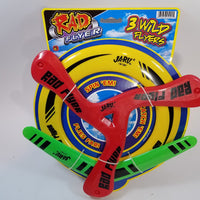 Rad Flyer 3 Wild Flyers (Yellow Disc,Green Bomerang,Red Tri BladeBoomerang)
