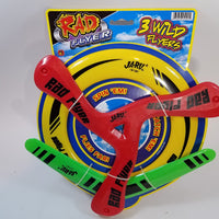 Rad Flyer 3 Wild Flyers (Yellow Disc,Green Bomerang,Red Tri BladeBoomerang)