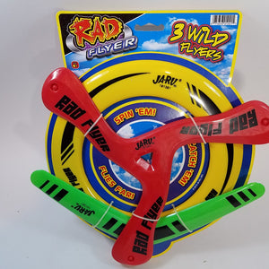 Rad Flyer 3 Wild Flyers (Yellow Disc,Green Bomerang,Red Tri BladeBoomerang)
