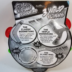Rad Flyer 3 Wild Flyers (Yellow Disc,Green Bomerang,Red Tri BladeBoomerang)
