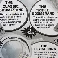 Rad Flyer 3 Wild Flyers (Yellow Disc,Green Bomerang,Red Tri BladeBoomerang)