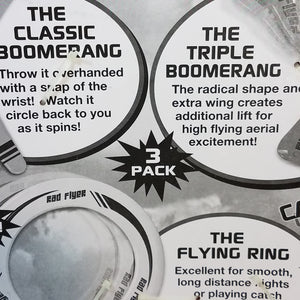 Rad Flyer 3 Wild Flyers (Yellow Disc,Green Bomerang,Red Tri BladeBoomerang)