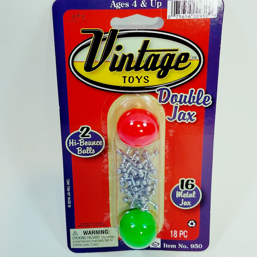 Vintage Toys Double Jax Retro 2 Hi-Bounce Balls & 16 Metal Jacks In/Outdoor Toy