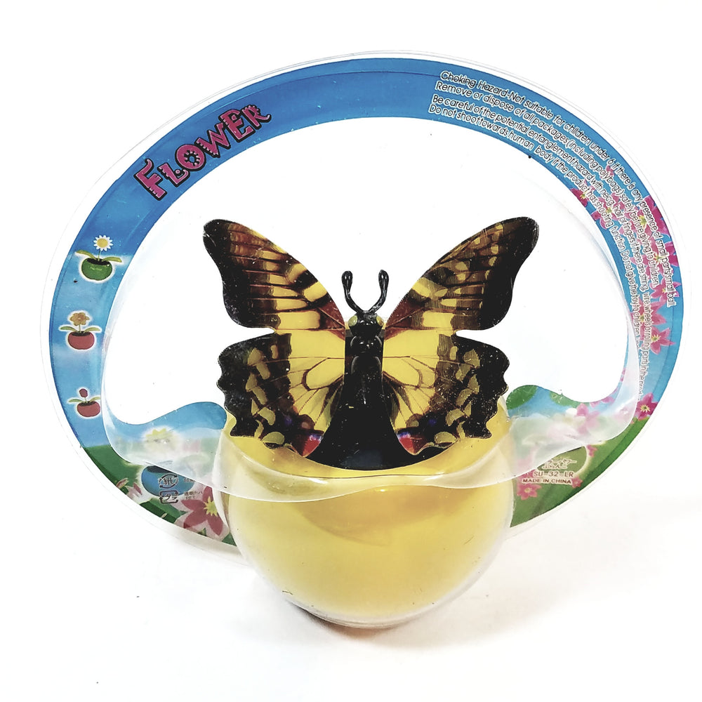 Yellow Butterfly Solar/Light Activated Flower Pot With 3D Grahics On Flapping...