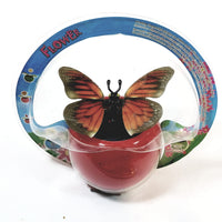 Orange Butterfly Solar/Light Activated Flower Pot With 3D Grahics On Flapping...