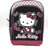 New Hello Kitty Pink Black & Pink Bow Ties Large 16" School Bag/Knapsack/Backpack