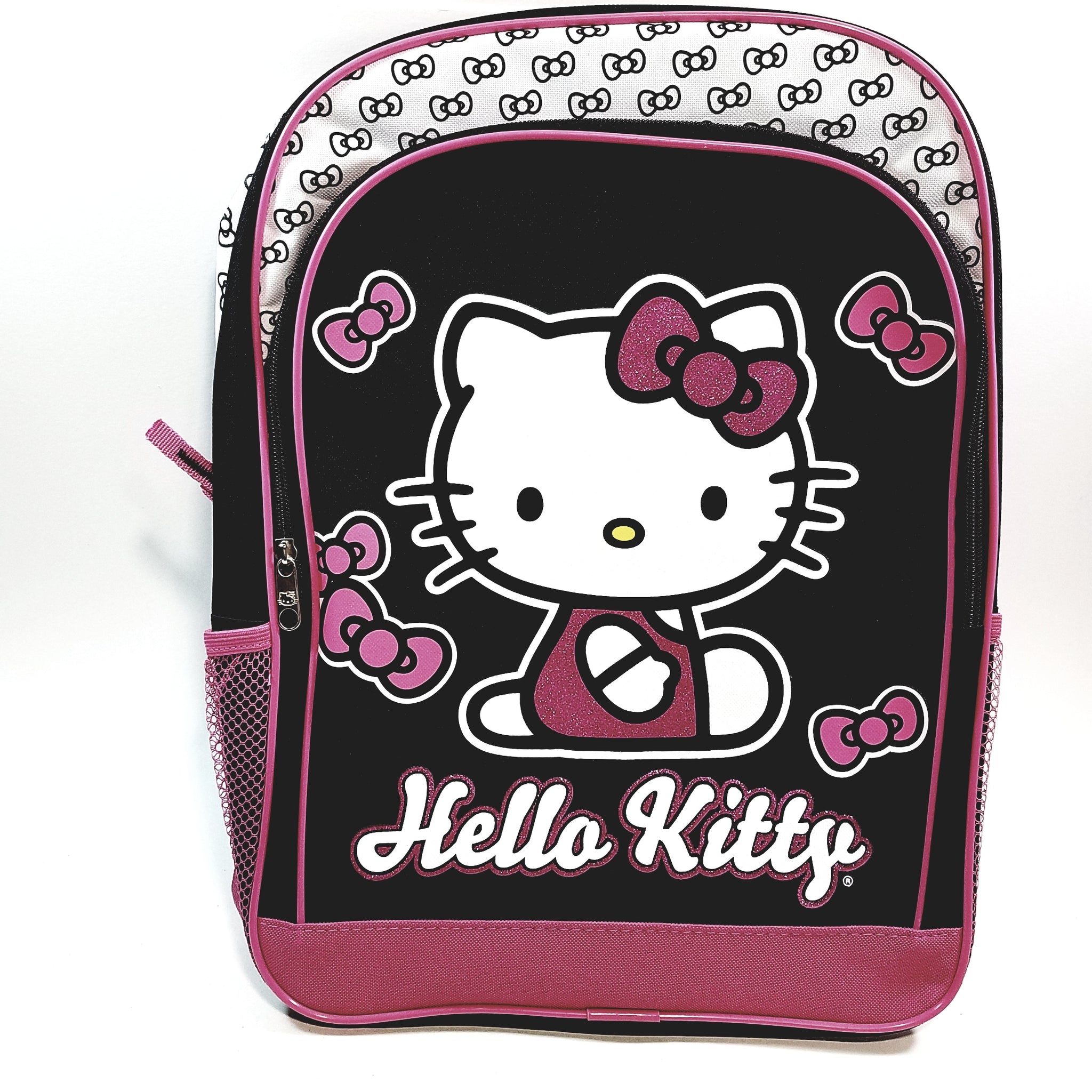 New Hello Kitty Pink Black & Pink Bow Ties Large 16 School Bag