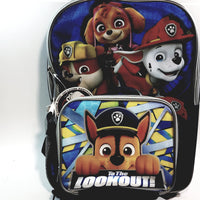 New Paw Partrol To The Lookout Large 16" School Bag/Knapsack/Backpack & 9" Lunch Box
