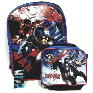 New Captain America Civil War Blue & Black Large 16" School Bag/Knapsack/Backpack