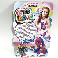 One Love Mini Pink With Blue Hair Unicorrn Doll Set With Brush & Barrete