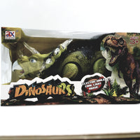 Prehistoric Dinosaurs Triceratops Battery Operated Walking Roaring 15" Length Lights & Sound Plastic Figure
