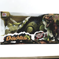 Prehistoric Dinosaurs Triceratops Battery Operated Walking Roaring 15" Length Lights & Sound Plastic Figure