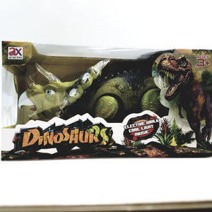 Prehistoric Dinosaurs Triceratops Battery Operated Walking Roaring 15" Length Lights & Sound Plastic Figure