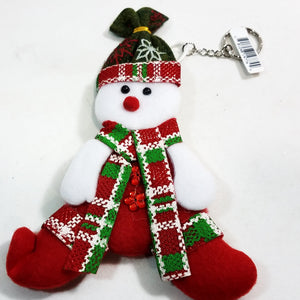 Snowman Red Green & White Festive 7.5" Tall Felt Christmas Keychain/Ornament