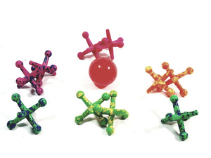 Kool N Fun Jumbo Jax 10 Neon Tye Dye Jacks With 1 Hi-Bounce Ball In/Outdoor Toy