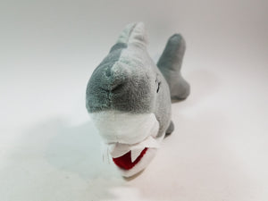 National Prize Great White Shark Open Mouth Jagged Teeth 10" Plush With Moveable Tail