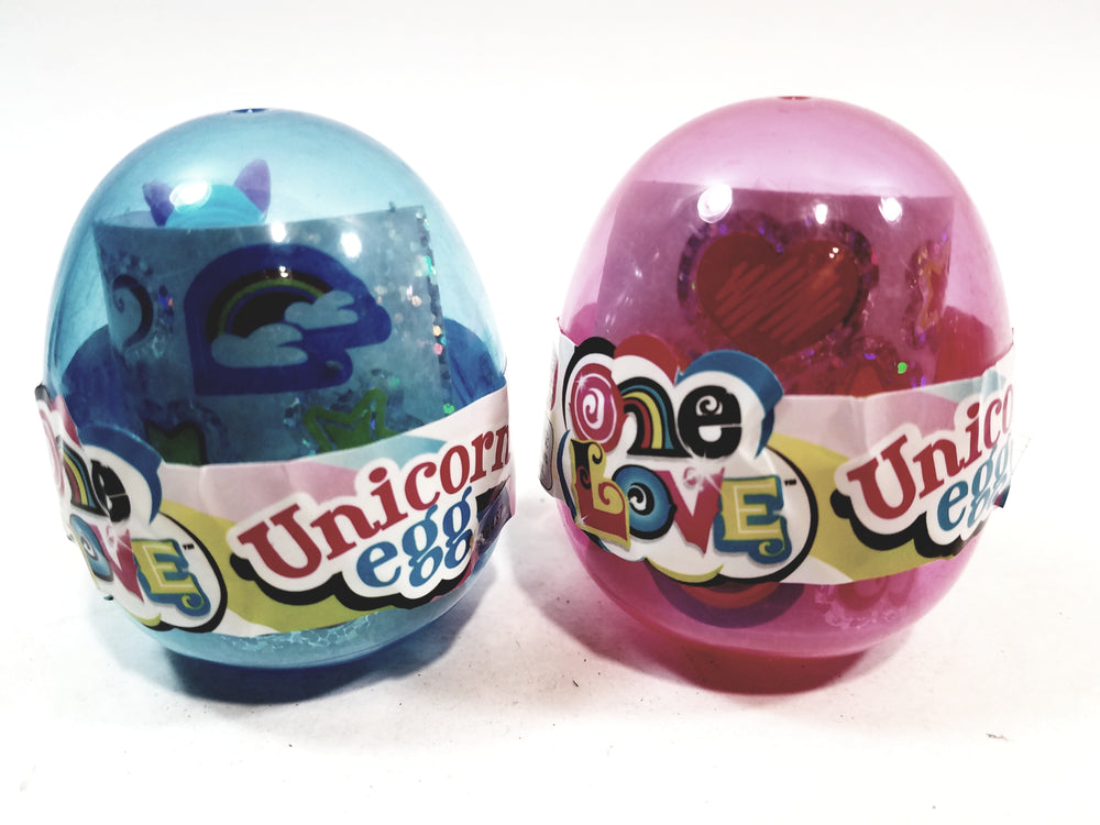 One Love Unicorn Egg Doll Set Of 2 Blue & Pink With Stickers