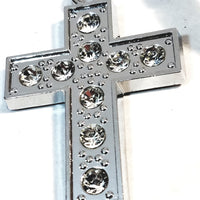 Silver Plated Lab Diamond Cross Bling Keychain