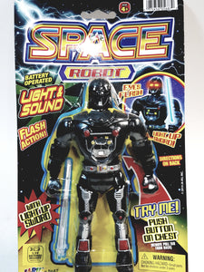 SPACE FORCE Black Robot Light & Sound Light Up Eyes & Light Saber 6" Action Figure