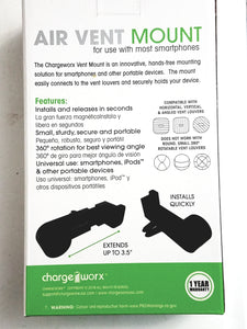 ChargeWorx Universal Air Vent Mount (Clamp Type)  Fits Most Smartphones